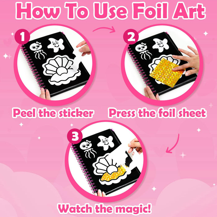 FUNNYB&G Foil Art Crafts for Kids Ages 4-8(Mermaids)