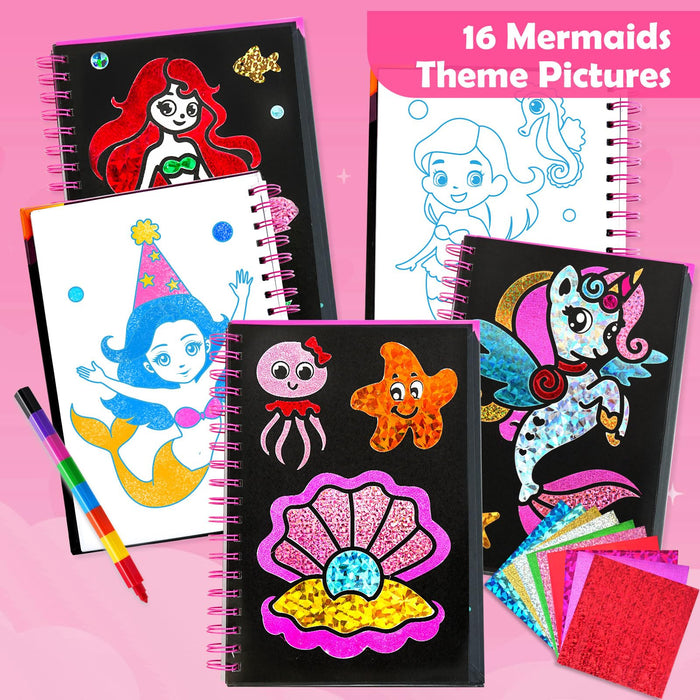 FUNNYB&G Foil Art Crafts for Kids Ages 4-8(Mermaids)
