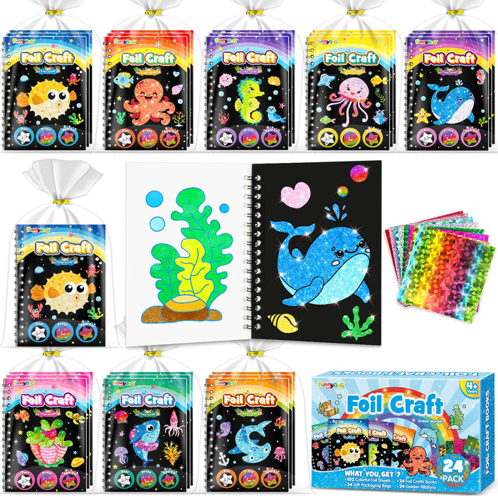 FUNNYB&G 24 Pack  Foil Art Party Favors for Kids (Ocean)