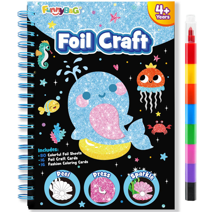 FUNNYB&G Foil Art Crafts for Kids Ages 4-8 (Ocean)