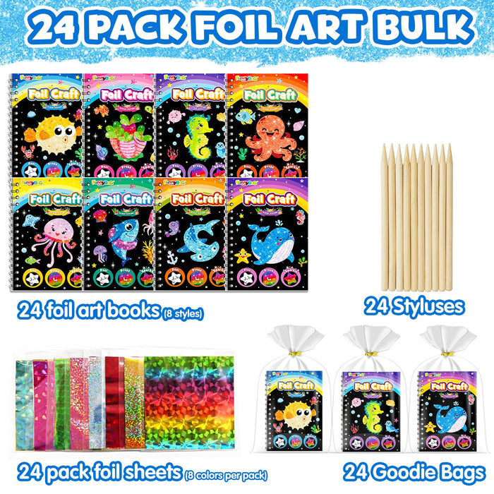 FUNNYB&G 24 Pack  Foil Art Party Favors for Kids (Ocean)