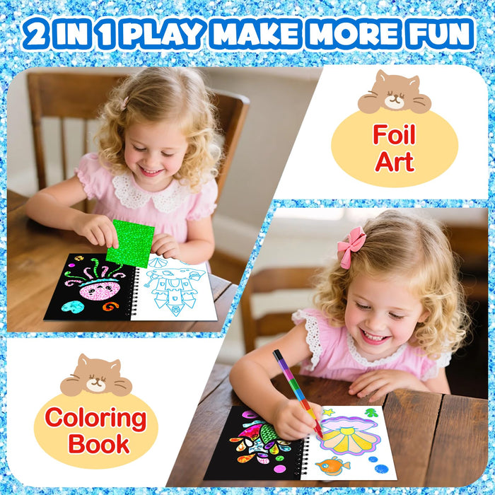 FUNNYB&G 24 Pack  Foil Art Party Favors for Kids (Ocean)