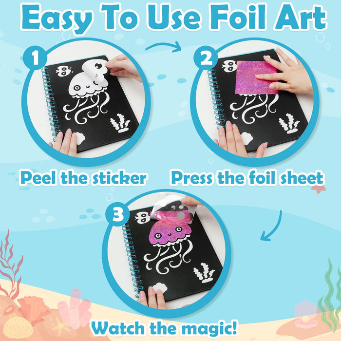 FUNNYB&G Foil Art Crafts for Kids Ages 4-8 (Ocean)