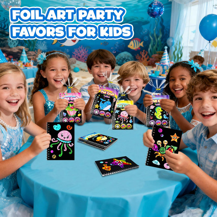 FUNNYB&G 24 Pack  Foil Art Party Favors for Kids (Ocean)