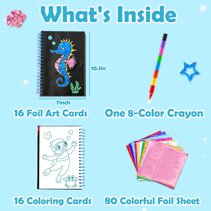 FUNNYB&G Foil Art Crafts for Kids Ages 4-8 (Ocean)