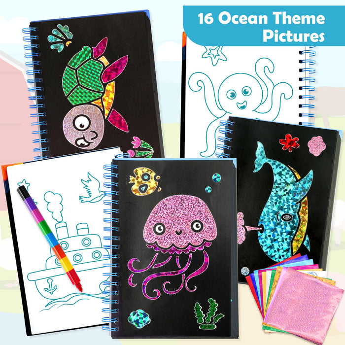 FUNNYB&G Foil Art Crafts for Kids Ages 4-8 (Ocean)