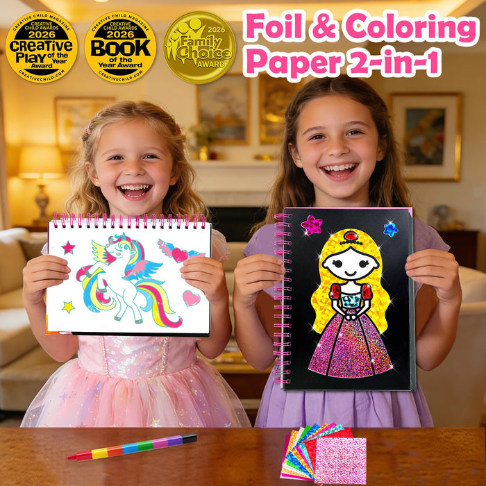 FUNNYB&G Foil Art Crafts for Kids Ages 4-8(Princess)