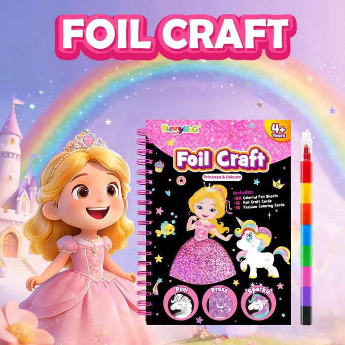 FUNNYB&G Foil Art Crafts for Kids Ages 4-8(Princess)