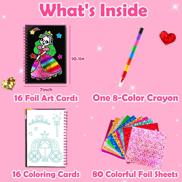 FUNNYB&G Foil Art Crafts for Kids Ages 4-8(Princess)