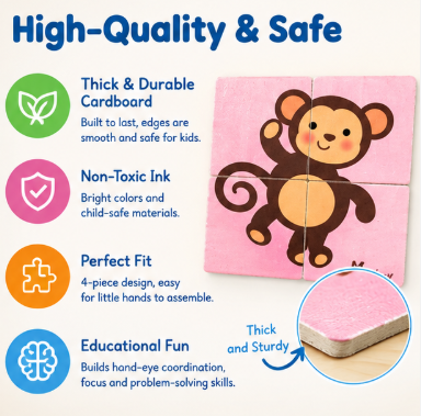 4-Piece Jigsaw Puzzles for Kids – Educational Puzzle Toy Set