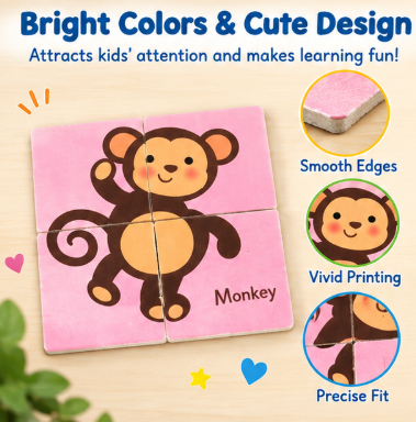 4-Piece Jigsaw Puzzles for Kids – Educational Puzzle Toy Set