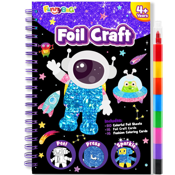 FUNNYB&G Foil Art Crafts for Kids Ages 4-8(Space)