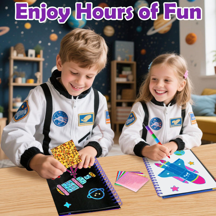 FUNNYB&G Foil Art Crafts for Kids Ages 4-8(Space)