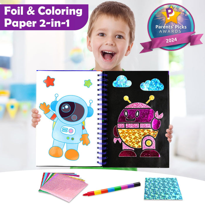 FUNNYB&G Foil Art Crafts for Kids Ages 4-8(Space)