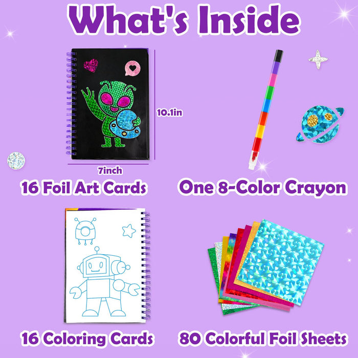 FUNNYB&G Foil Art Crafts for Kids Ages 4-8(Space)