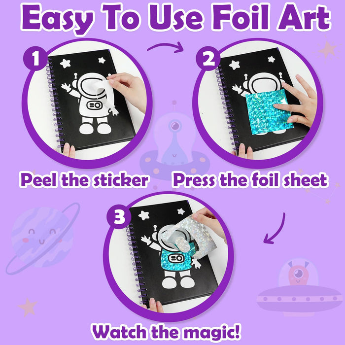 FUNNYB&G Foil Art Crafts for Kids Ages 4-8(Space)