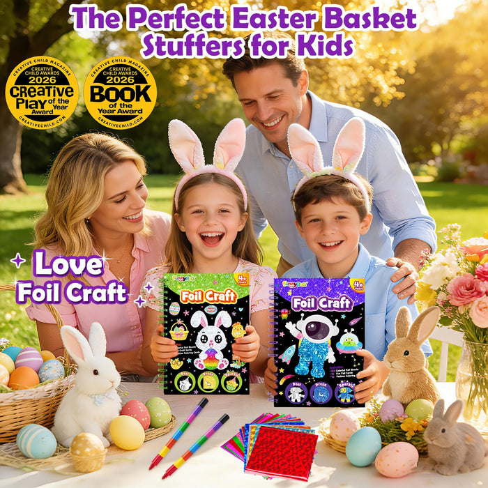 FUNNYB&G Foil Art Crafts for Kids Ages 4-8(Space)