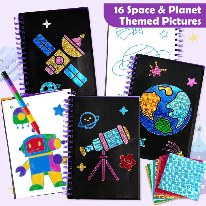 FUNNYB&G Foil Art Crafts for Kids Ages 4-8(Space)
