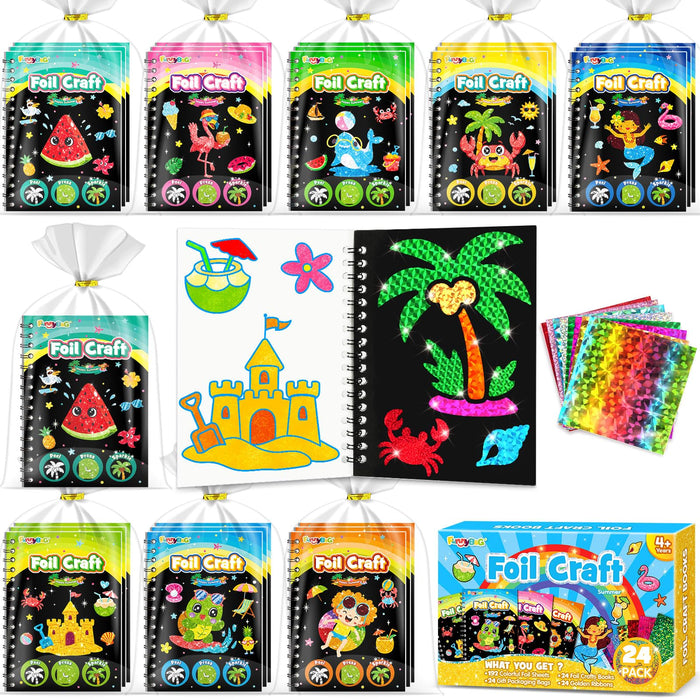 FUNNYB&G 24 Pack Foil Art Party Favors for Kids (Summer)