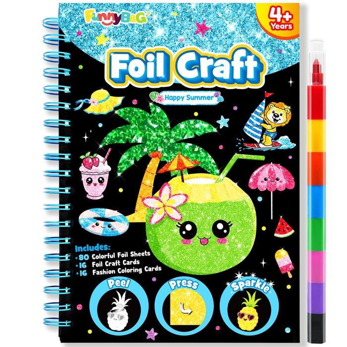 FUNNYB&G Foil Art Crafts for Kids Ages 4-8(Summer)