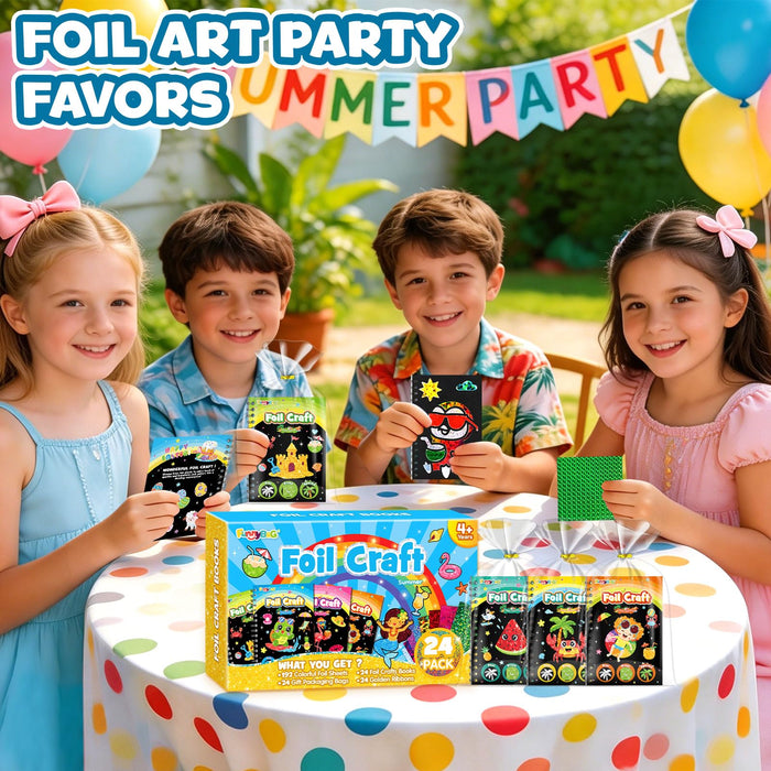 FUNNYB&G 24 Pack Foil Art Party Favors for Kids (Summer)