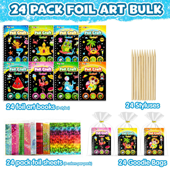 FUNNYB&G 24 Pack Foil Art Party Favors for Kids (Summer)