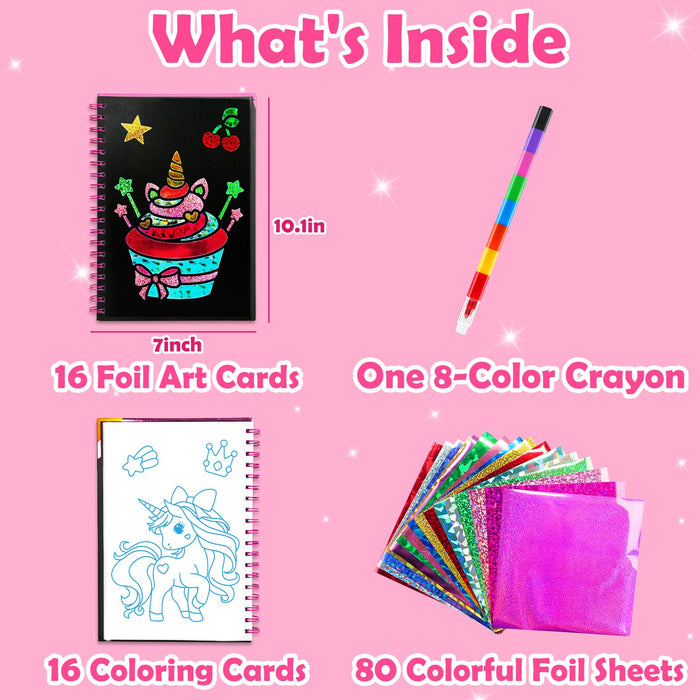 FUNNYB&G Foil Art Crafts for Kids Ages 4-8 (Unicorns)