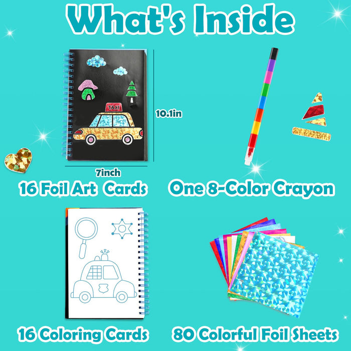 FUNNYB&G Foil Art Crafts for Kids Ages 4-8 (Vehicle)