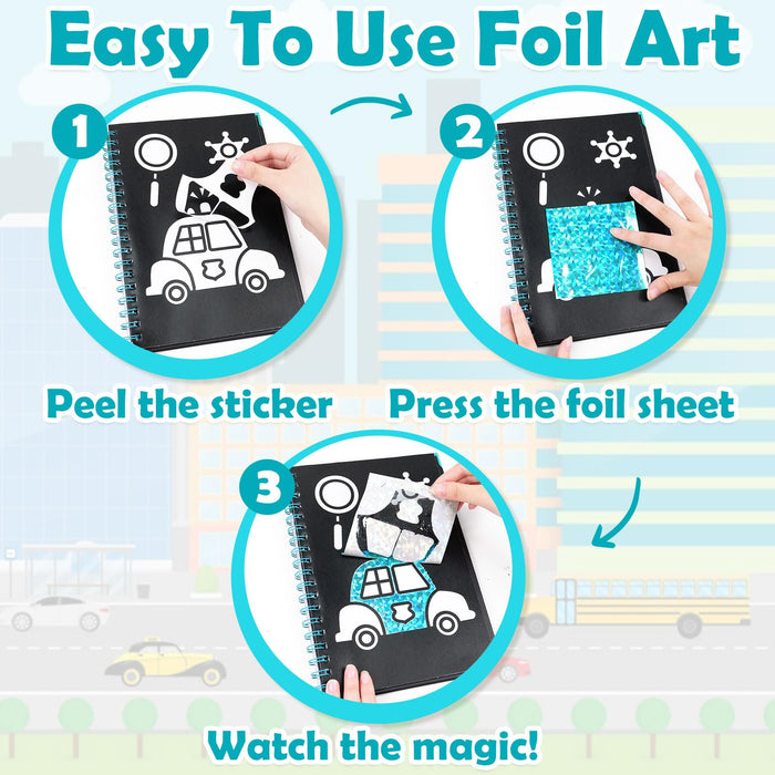 FUNNYB&G Foil Art Crafts for Kids Ages 4-8 (Vehicle)