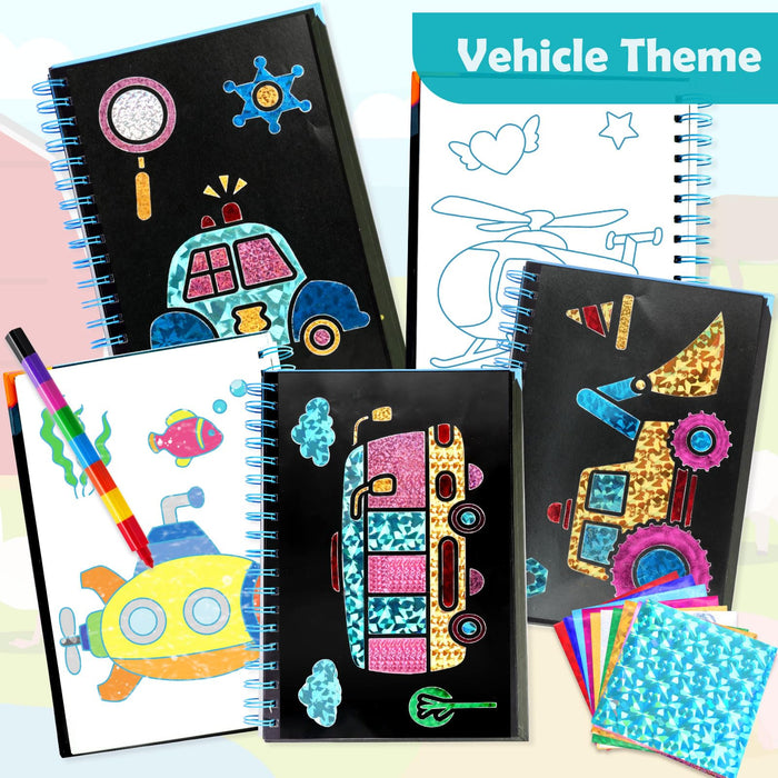 FUNNYB&G Foil Art Crafts for Kids Ages 4-8 (Vehicle)