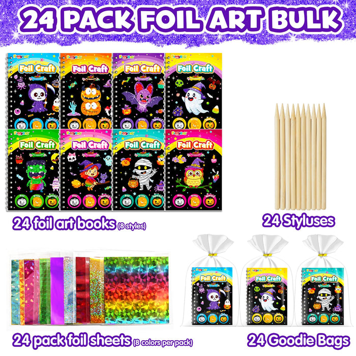 FUNNYB&G 24 Pack Foil Art Party Favors for Kids (Halloween)