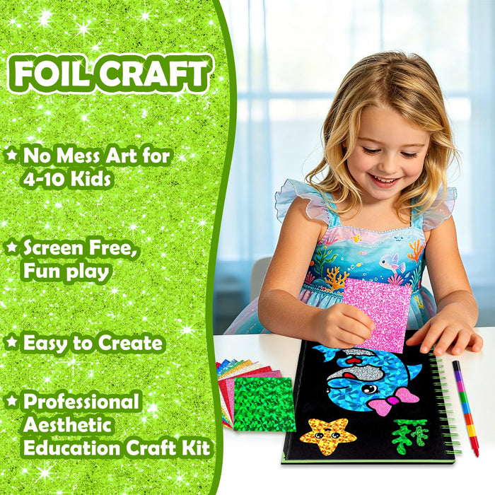 FUNNYB&G Foil Art Craft Kit for Kids 4-10 Years Old(Animal World)