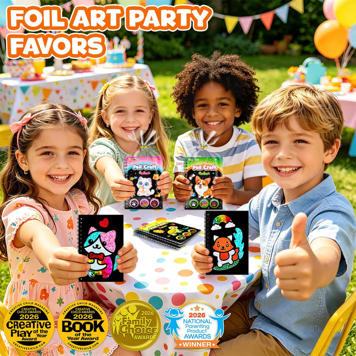 FUNNYB&G  24 Pack Foil Art  Party Favors for Kids  (Cute Pet)