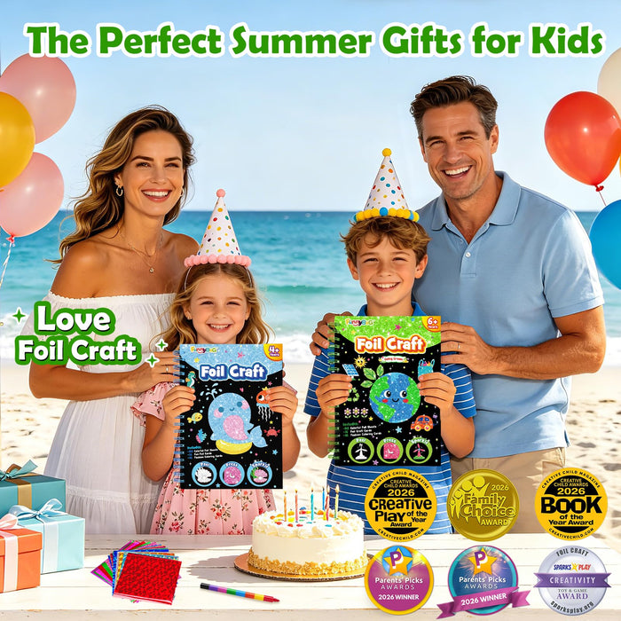 FUNNYB&G Foil Art Craft Kit for Kids 4-10 Years Old(Going Green)