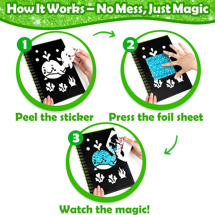 FUNNYB&G Foil Art Craft Kit for Kids 4-10 Years Old(Going Green)